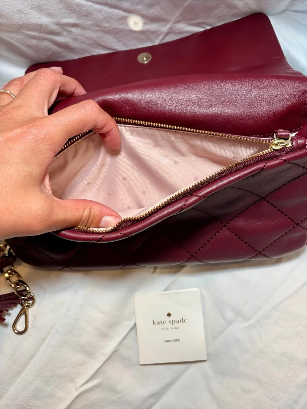 kate spade Quilted Shoulder Bag in Wine